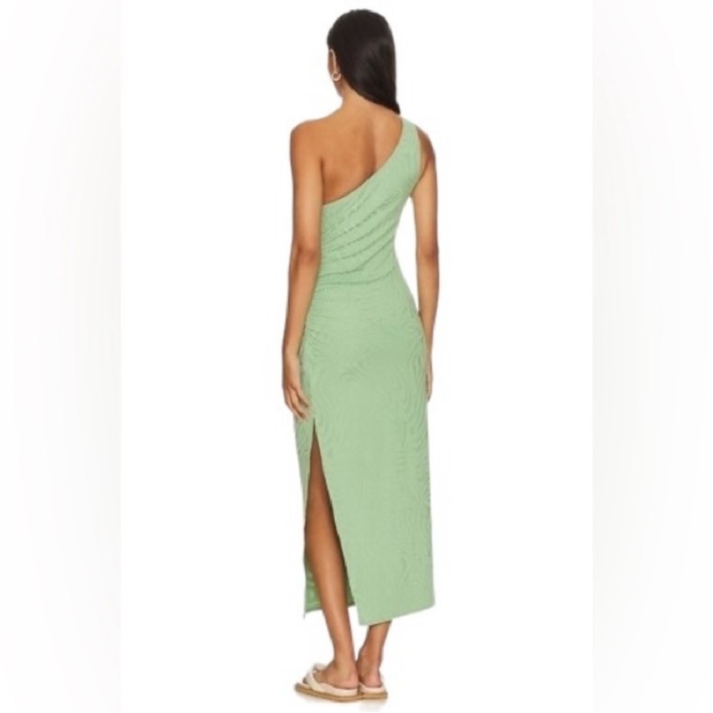 Seafolly One Shoulder Second Wave Midi Dress in Palm Green Textured Vacation M - Picture 3 of 16